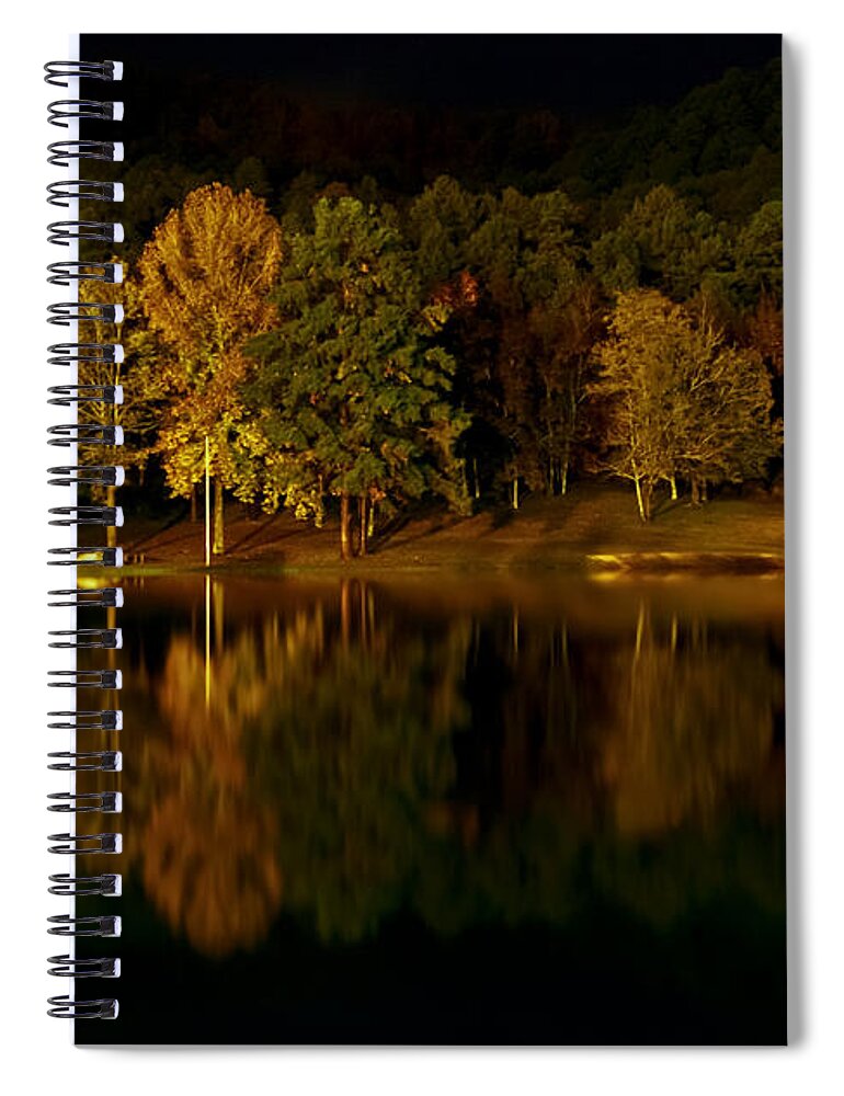 Lake Spiral Notebook featuring the digital art Midnight on the Lake by Linda Unger