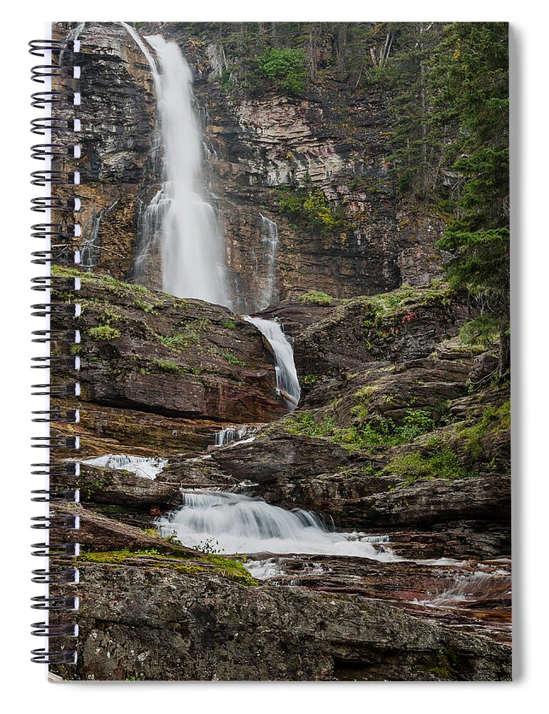 Glacier National Park Spiral Notebook featuring the photograph Mighty Virginia Falls by Greg Nyquist