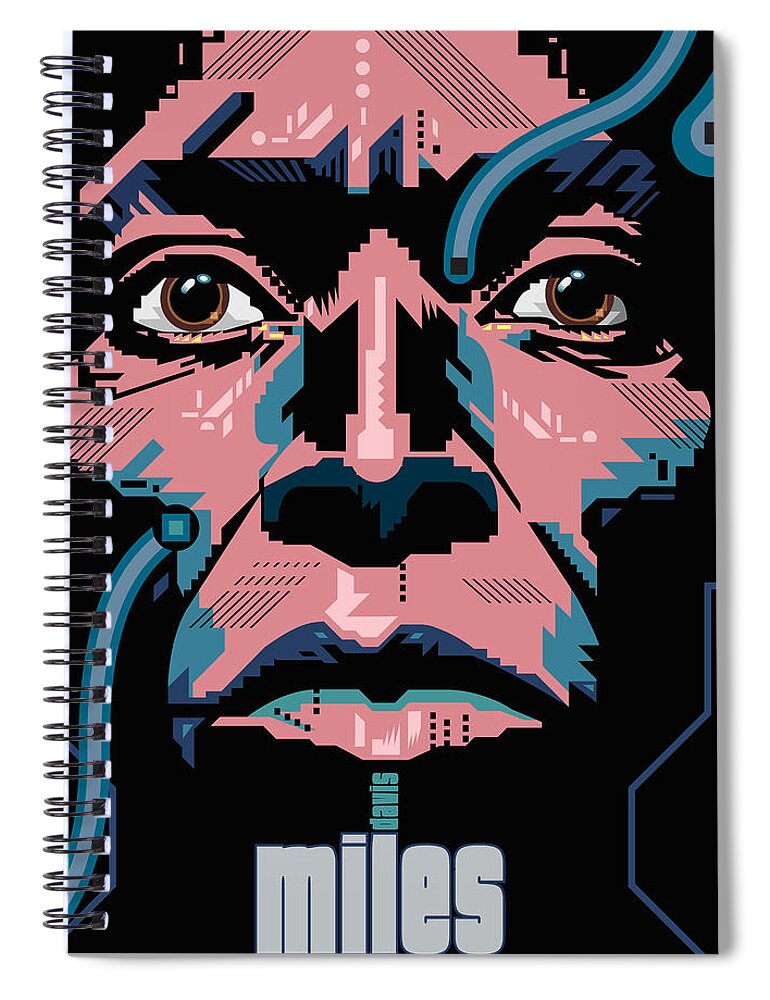 Miles Davis Spiral Notebook featuring the digital art Miles Davis Portrait by Garth Glazier