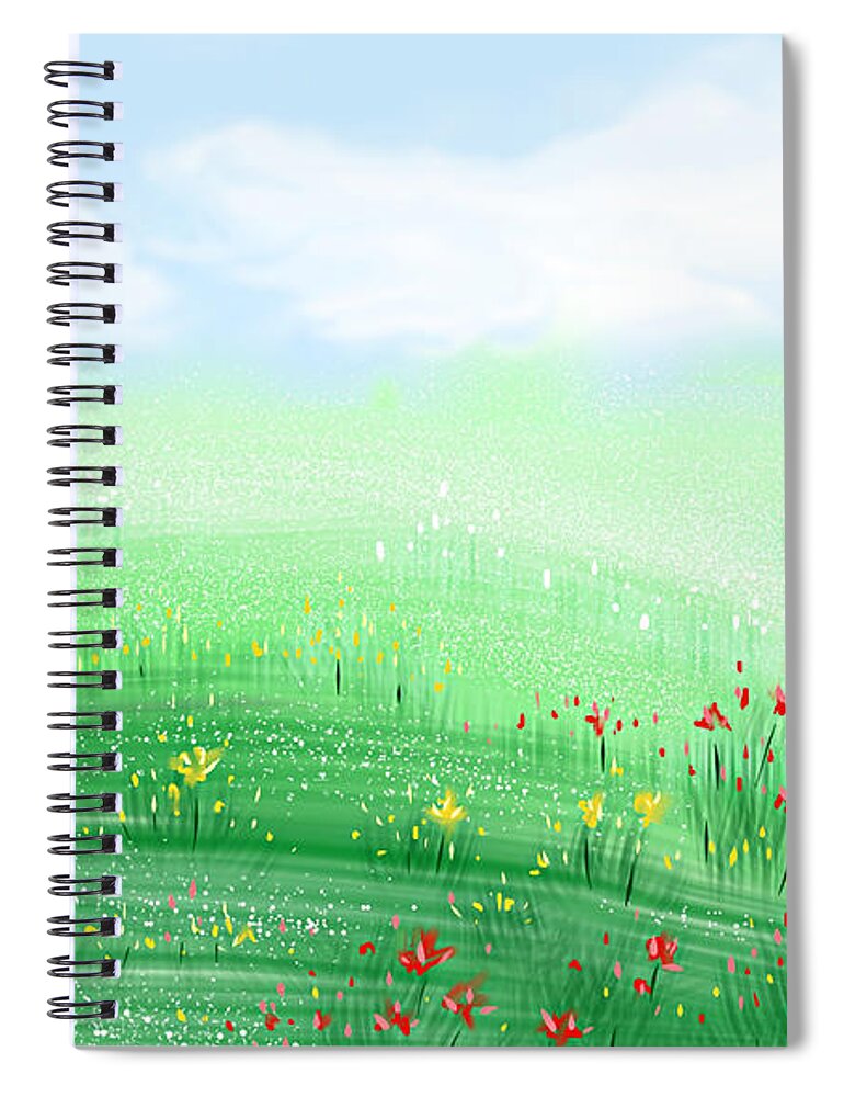 Endless Field Spiral Notebook featuring the painting Miles of Spring by Kume Bryant