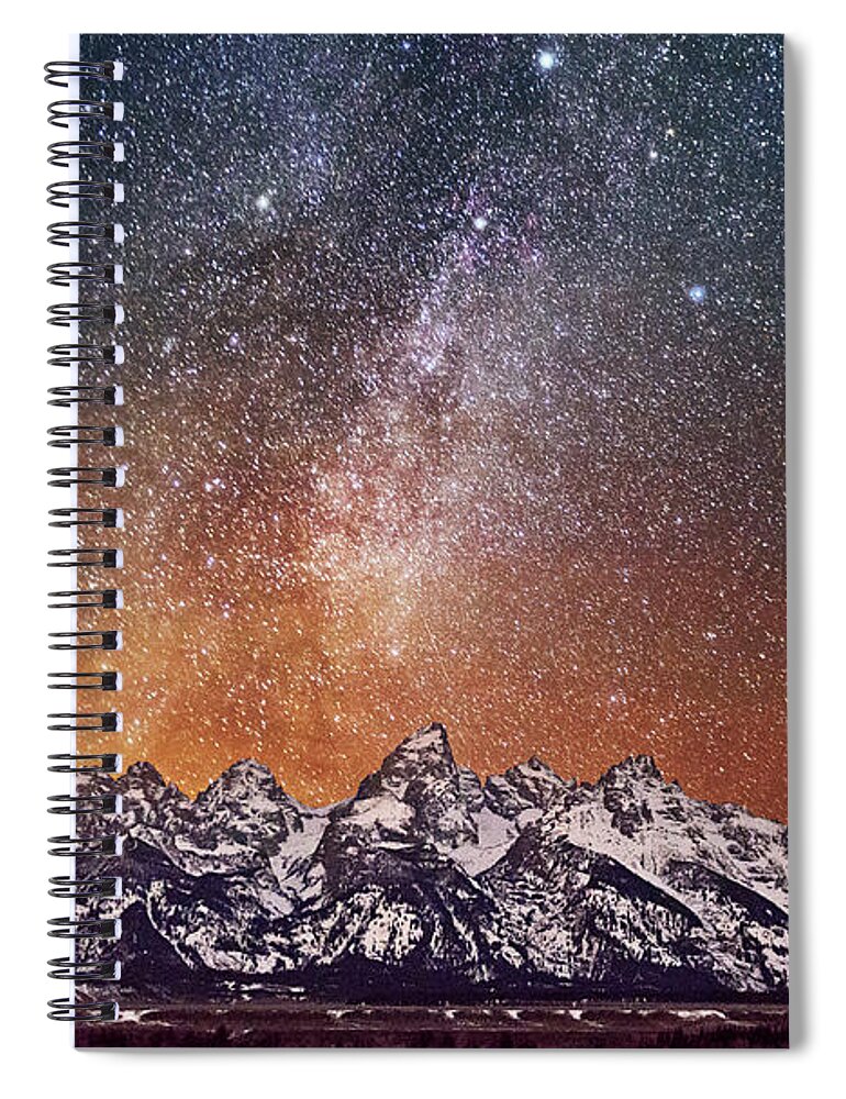 Tranquility Spiral Notebook featuring the photograph Milky Way Over Grand Teton by Chen Su