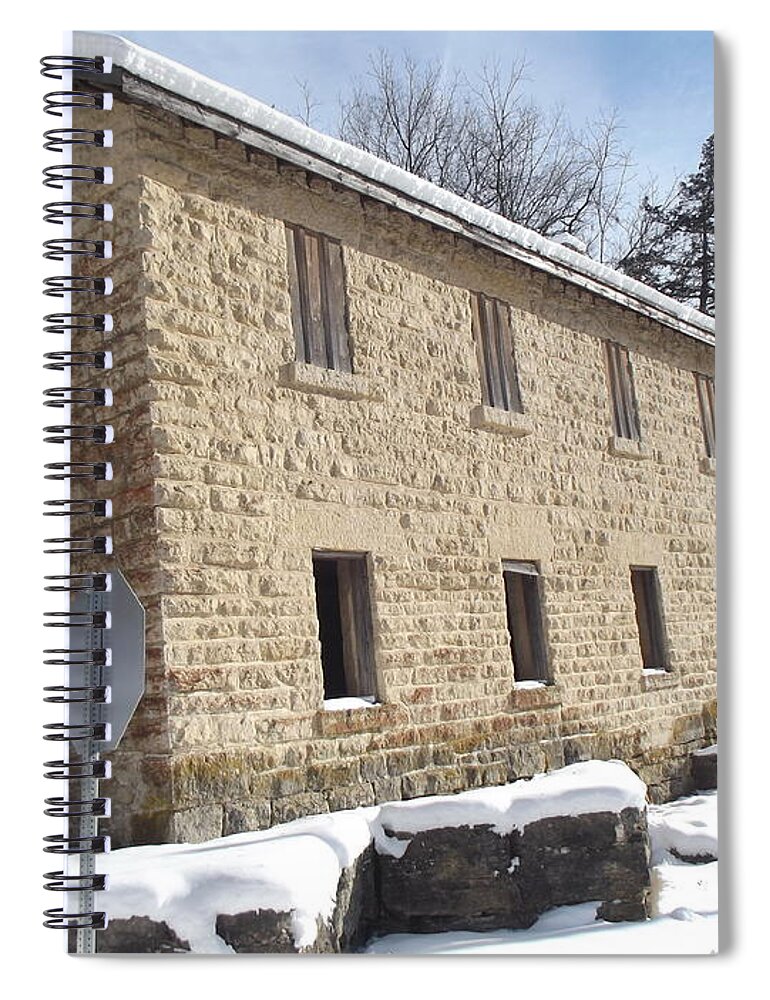 Elkader Iowa Spiral Notebook featuring the photograph Mill Cooperage by Bonfire Photography