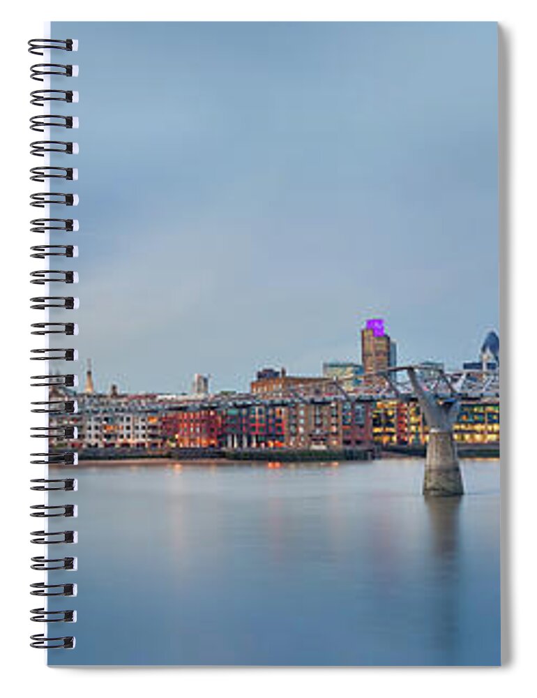 London Millennium Footbridge Spiral Notebook featuring the photograph Millenium Bridge Panorama by Enzo Figueres