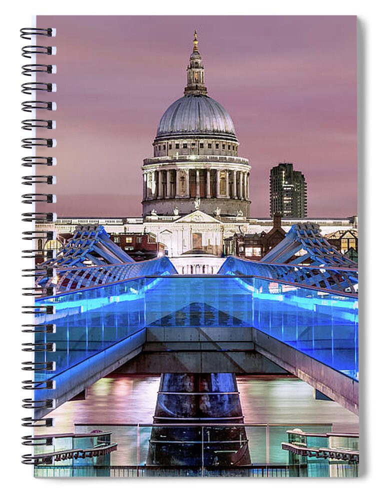 London Millennium Footbridge Spiral Notebook featuring the photograph Millennium Bridge To St Pauls by Joe Daniel Price
