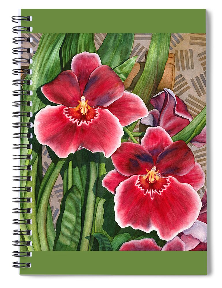 Flower Spiral Notebook featuring the painting Miltonia Orchids by Lynda Hoffman-Snodgrass