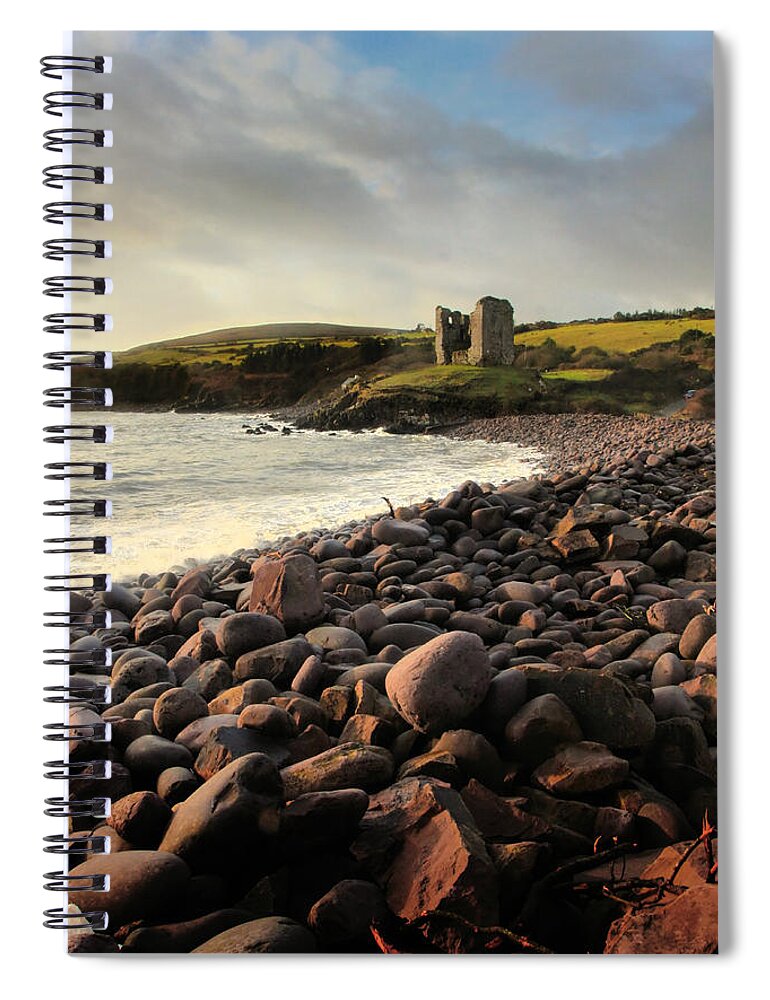 Rock Spiral Notebook featuring the photograph Minard Castle by Mark Callanan