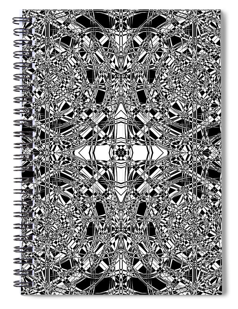 Abstract Spiral Notebook featuring the digital art B W Sq 5 by Mike McGlothlen