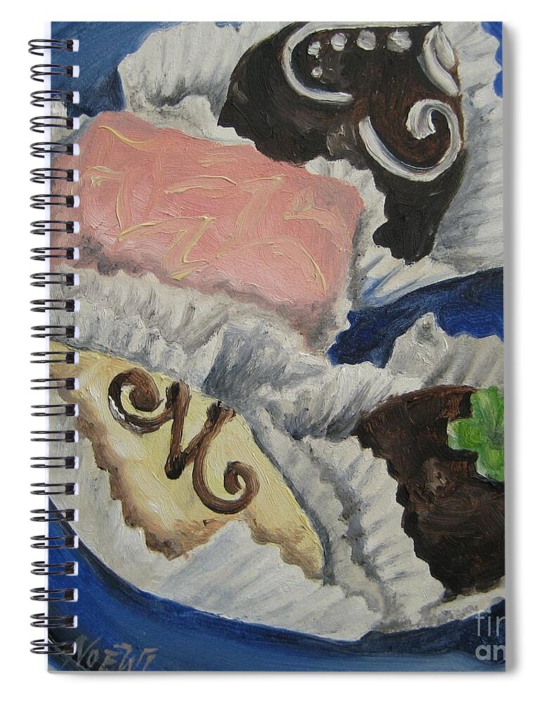 Noewi Spiral Notebook featuring the painting Mini Desserts by Jindra Noewi