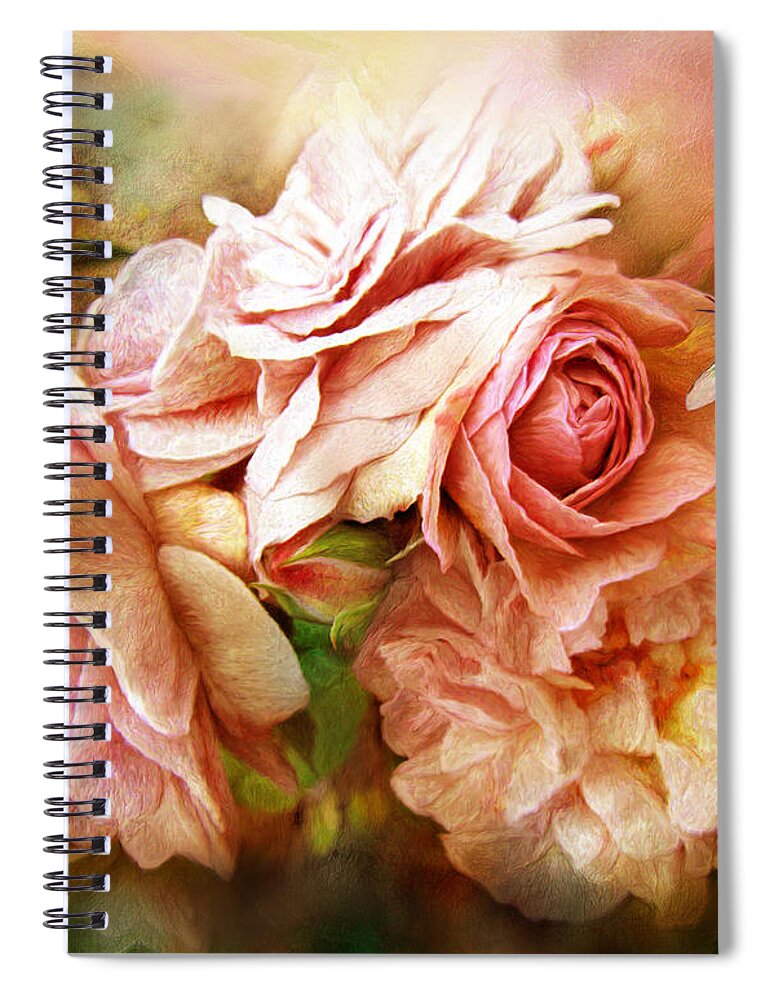 Rose Spiral Notebook featuring the mixed media Miracle Of A Rose - Peach by Carol Cavalaris