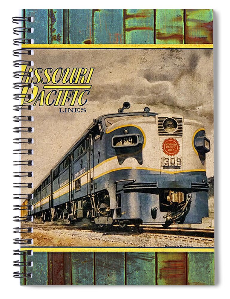 Missouri Pacific Spiral Notebook featuring the photograph Missouri Pacific Lines Sign Engine 309 DSC02854 by Greg Kluempers