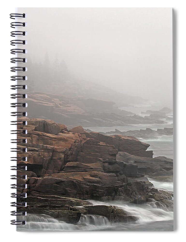 Acadia National Park Spiral Notebook featuring the photograph Misty Acadia National Park Seacoast by Juergen Roth