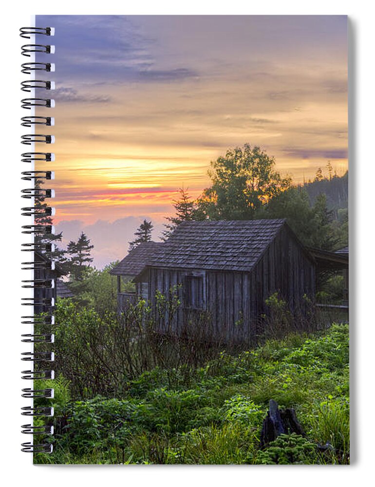 Appalachia Spiral Notebook featuring the photograph Misty Dawn at Mt Le Conte by Debra and Dave Vanderlaan
