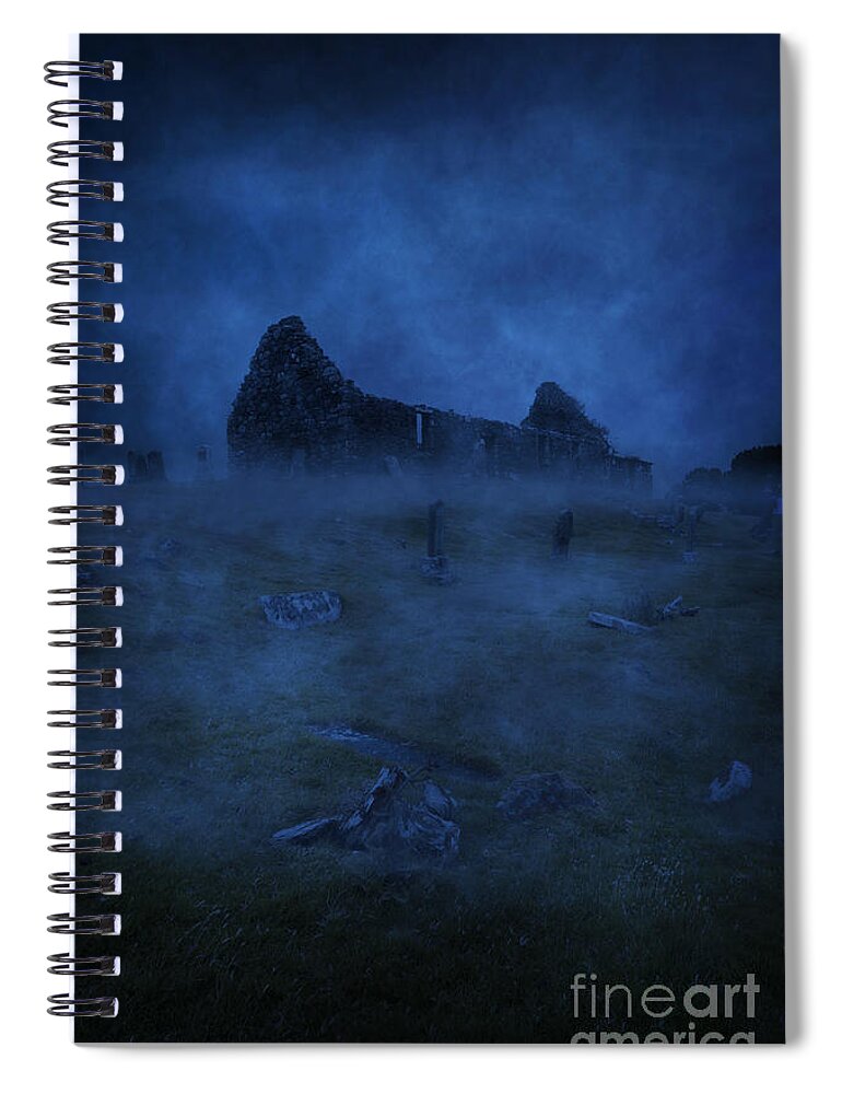 Cemetery Spiral Notebook featuring the photograph Misty Graveyard by David Lichtneker
