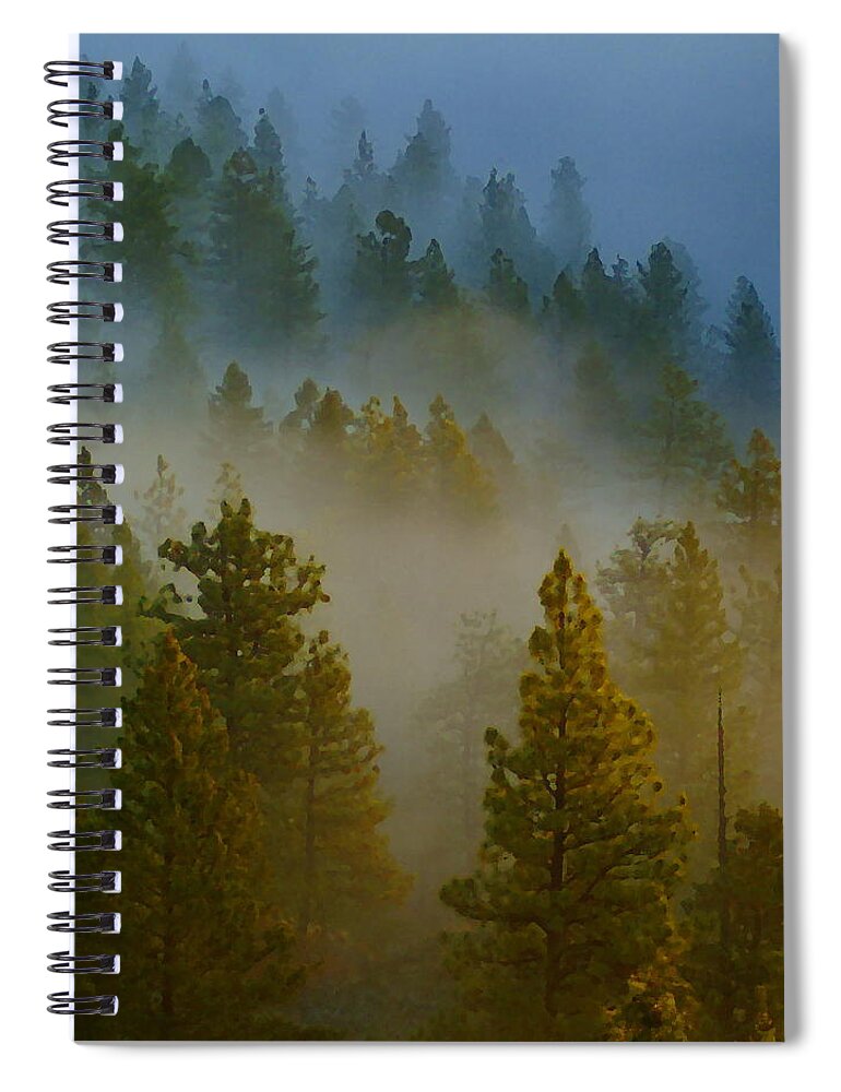 Photo Art Spiral Notebook featuring the photograph Misty Morning in the Pines by Ben Upham III