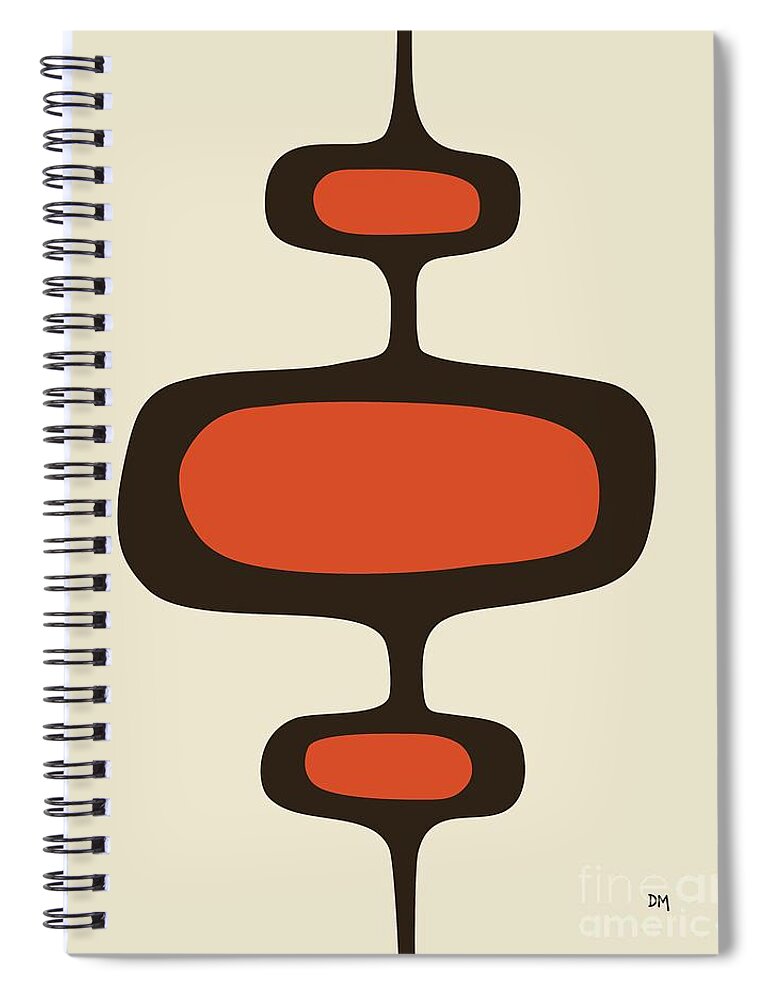 Brown Spiral Notebook featuring the digital art Mod Pod One Orange with Brown by Donna Mibus