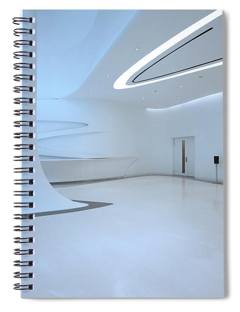 Ceiling Spiral Notebook featuring the photograph Modern Architecture Corridor by Ispyfriend