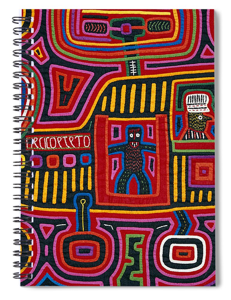 Applique Spiral Notebook featuring the photograph Mola Textile Depicting A Helicopter by George Holton