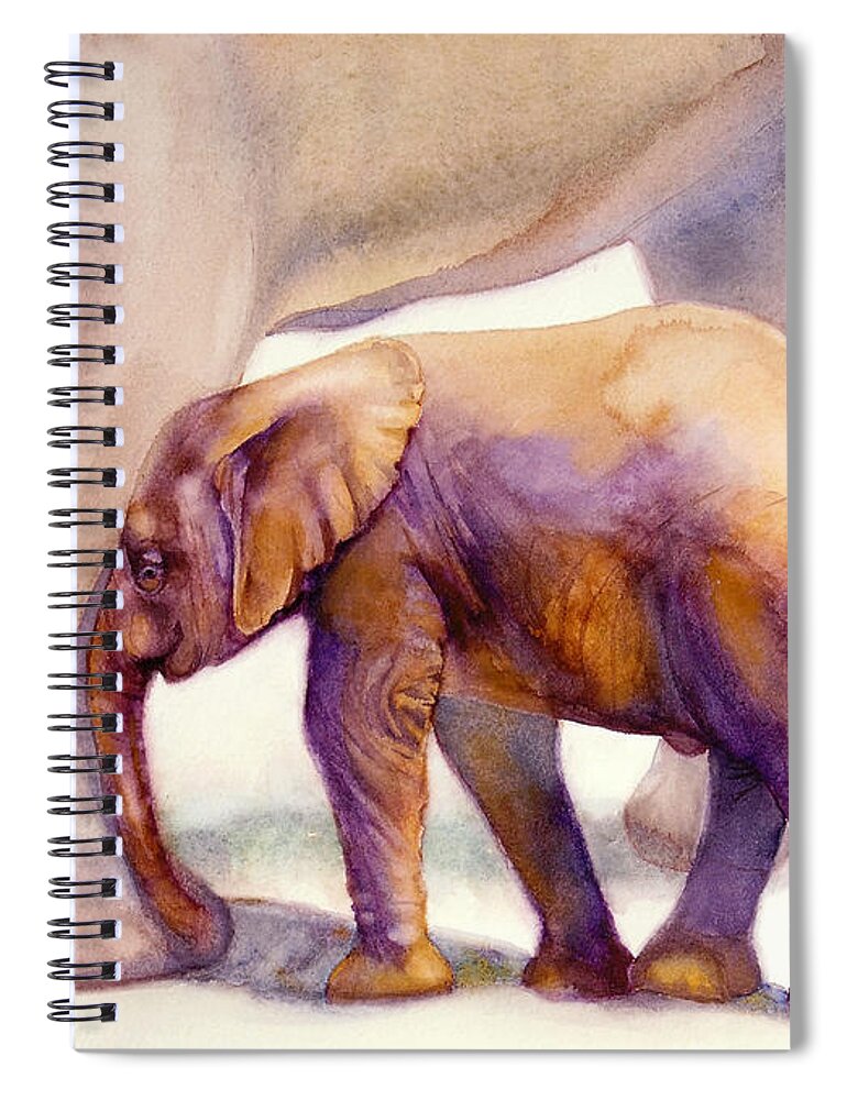 Elephant Spiral Notebook featuring the painting Mom and Baby Boy Elephants by Bonnie Rinier