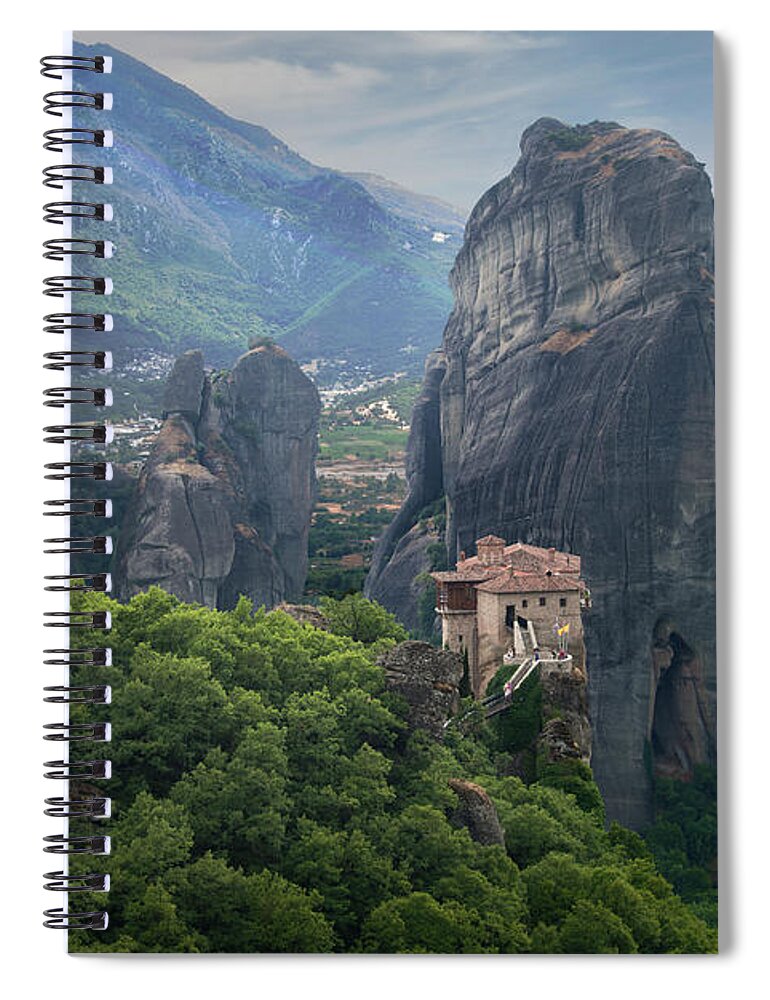 Scenics Spiral Notebook featuring the photograph Monastery In The Meteora, Greece by Ed Freeman