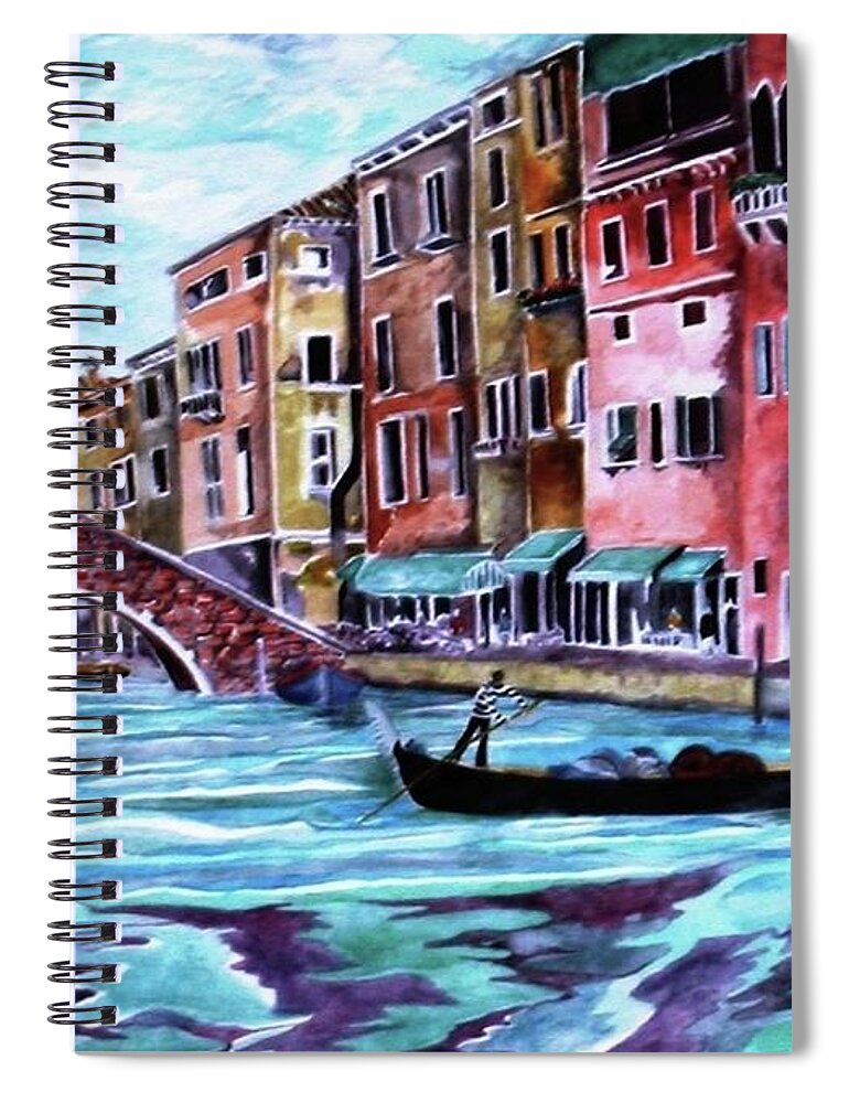 Venice Spiral Notebook featuring the painting Monday in Venice by Kandy Cross