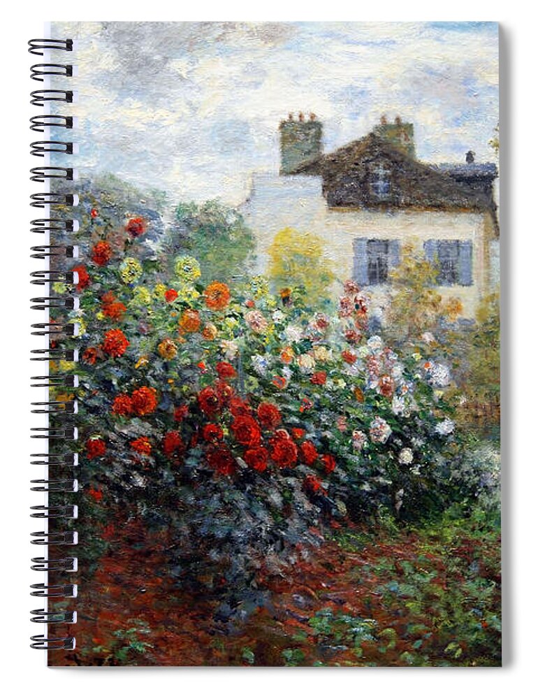 The Artist's Garden In Argenteuil Spiral Notebook featuring the photograph Monet's The Artist's Garden In Argenteuil -- A Corner Of The Garden With Dahlias by Cora Wandel