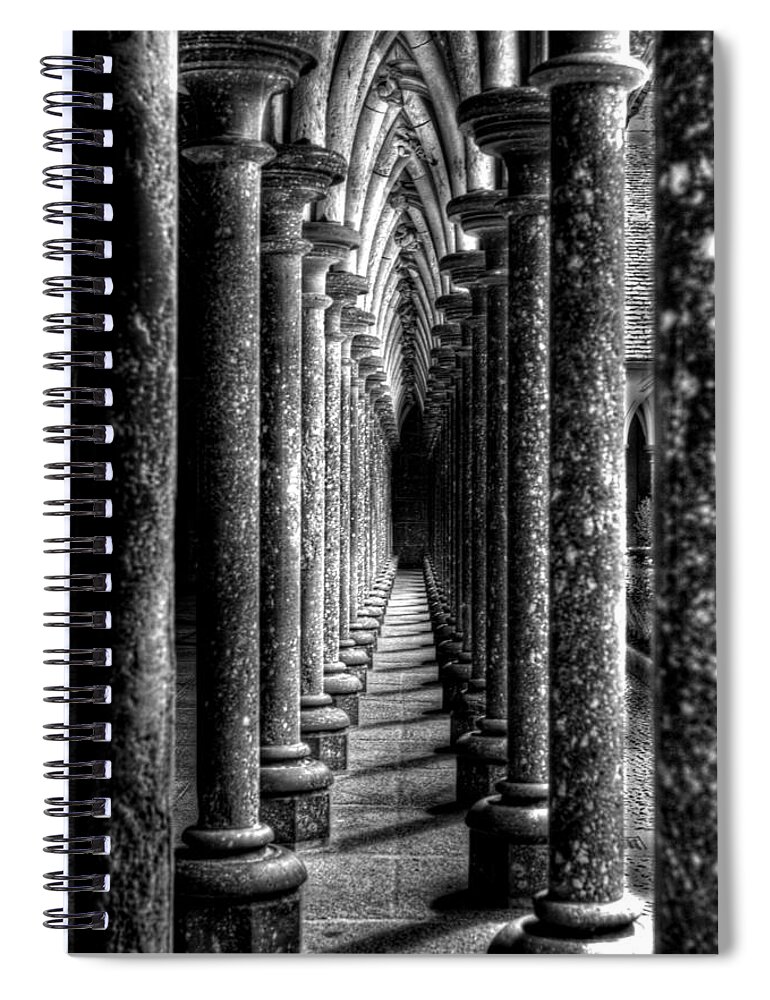 Mont St Michel Spiral Notebook featuring the photograph Mont St Michel Pillars by Nigel R Bell