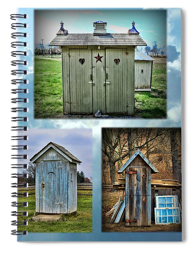 Paul Ward Spiral Notebook featuring the photograph Montage of Outhouses by Paul Ward