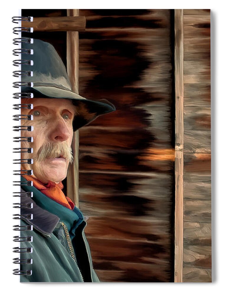 Cowboy Spiral Notebook featuring the painting Montana Cowboy by Michael Pickett
