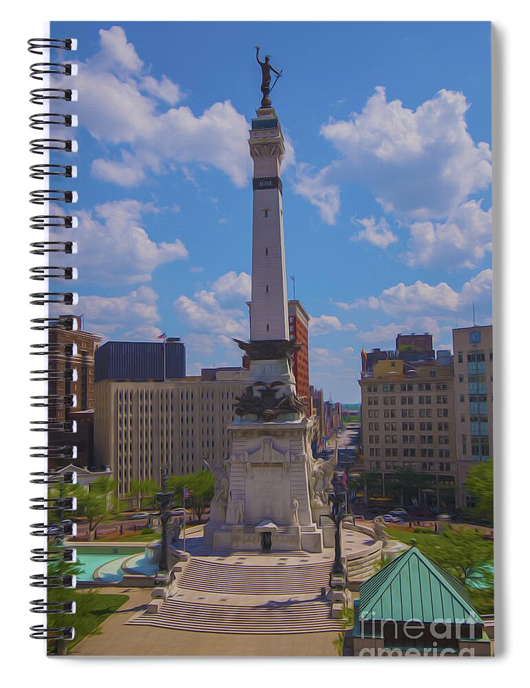 Monument Circle Spiral Notebook featuring the photograph Monument Circle Indianapolis Soldiers and Sailors Monument by David Haskett II