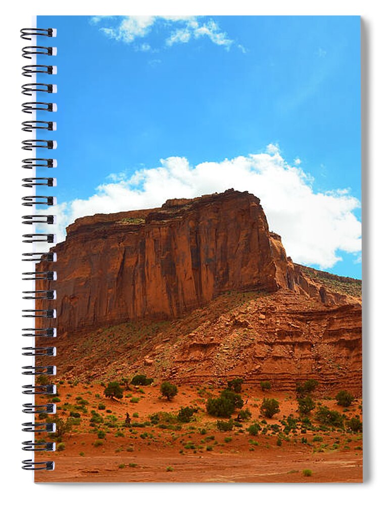 Monument Valley Spiral Notebook featuring the photograph Monument Valley Rock Formation and Clouds by Debra Thompson