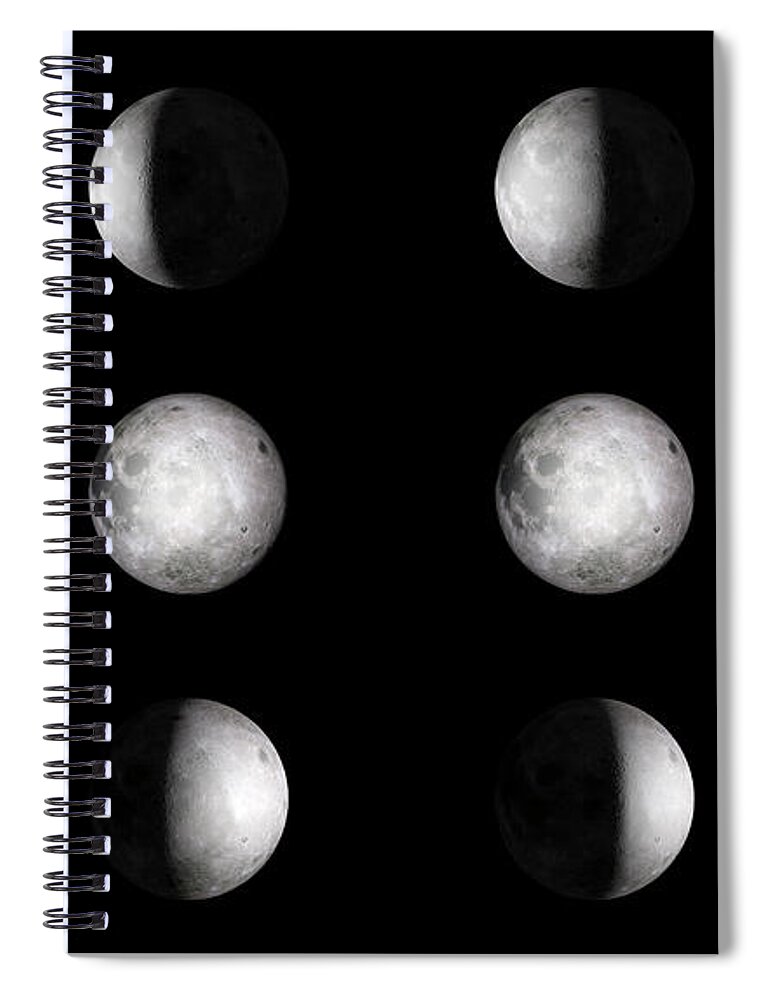 Black Background Spiral Notebook featuring the photograph Moon 12 Steps by Brainmaster