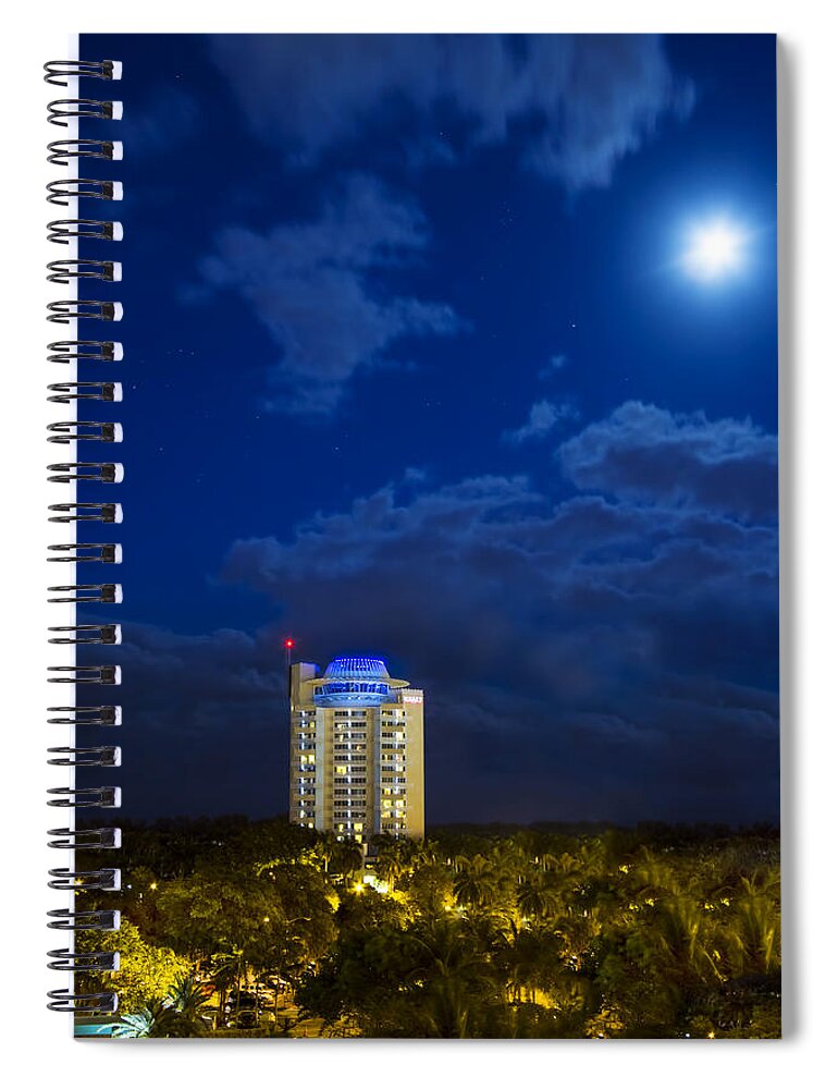 Ft. Lauderdale Spiral Notebook featuring the photograph Moon Over Ft. Lauderdale by Mark Andrew Thomas