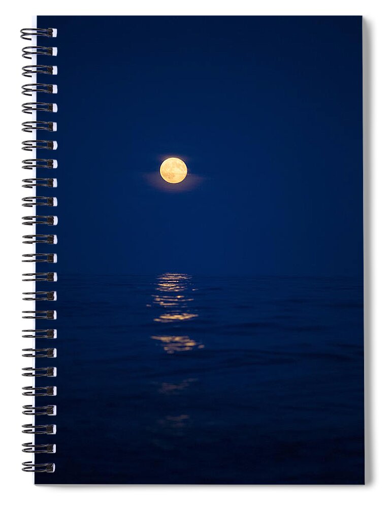 Tranquility Spiral Notebook featuring the photograph Moon Rising Over The North Sea by Sindre Ellingsen