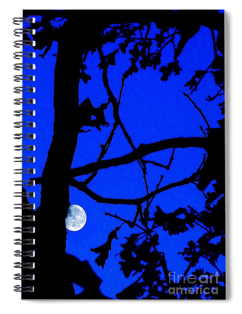 Moon Spiral Notebook featuring the photograph Moon through Trees 2 by Janette Boyd