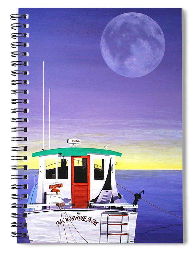 Seascape Spiral Notebook featuring the painting Moonbeam by Wilfrido Limvalencia