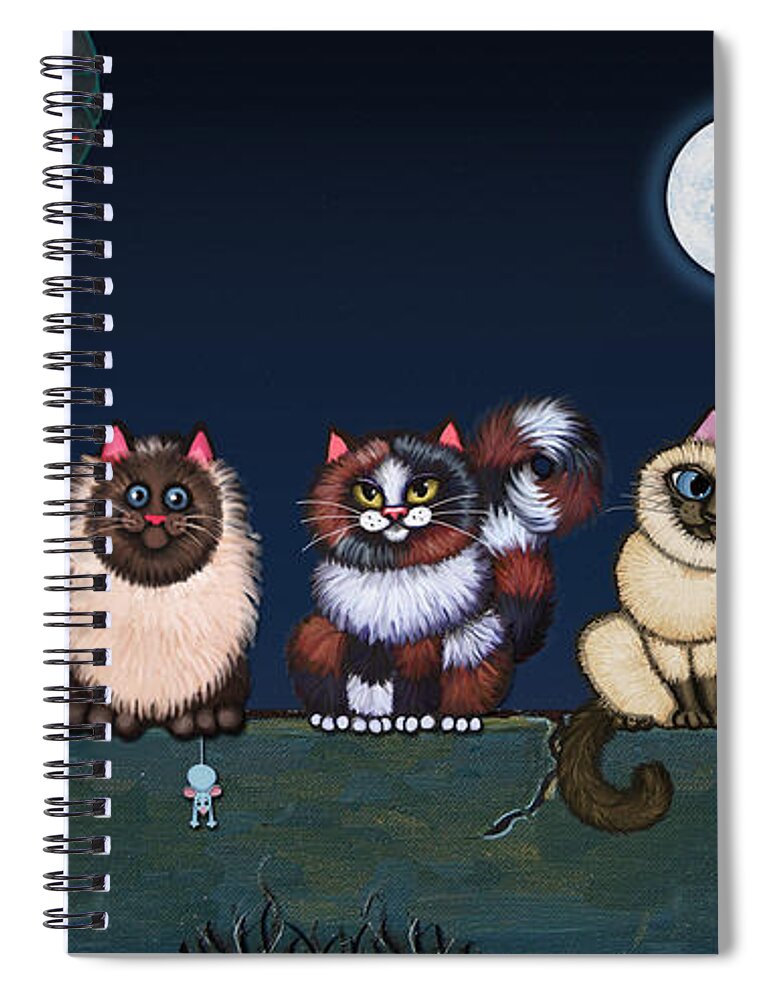 Cat Spiral Notebook featuring the painting Moonlight On The Wall by Victoria De Almeida