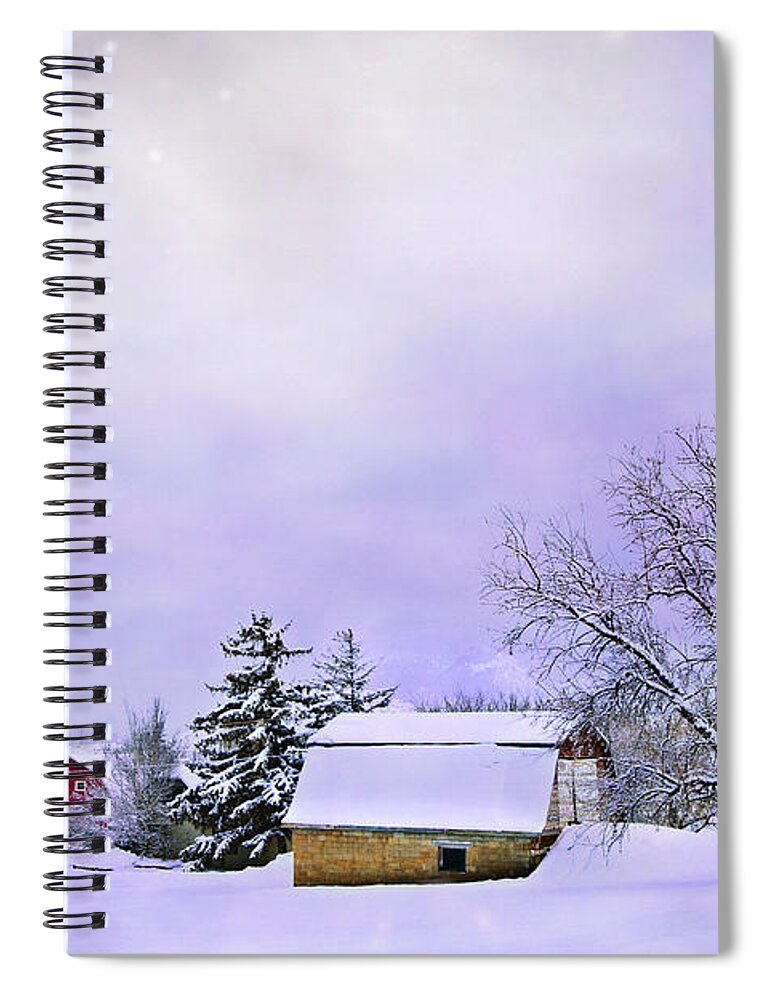 Farm Spiral Notebook featuring the photograph Moonlit Farm by Theresa Tahara