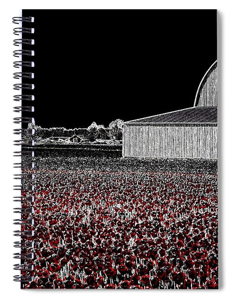 Tulips Spiral Notebook featuring the digital art Moonlit Tulips by Will Borden