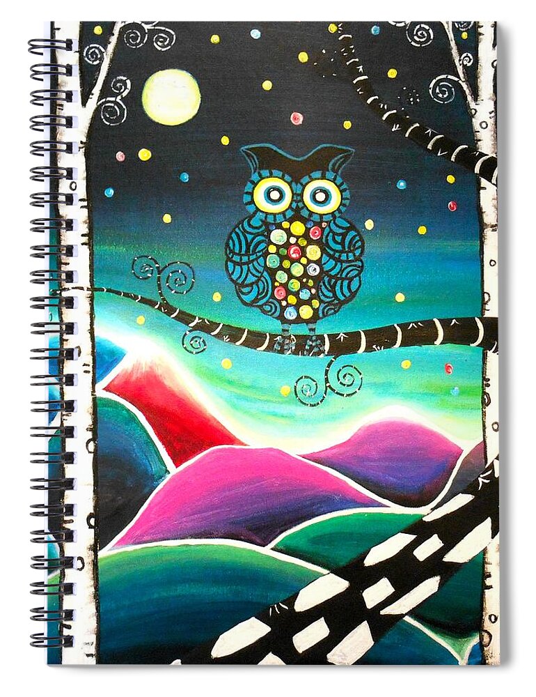 Abstract Spiral Notebook featuring the painting Moonlit View by Shirley Smith