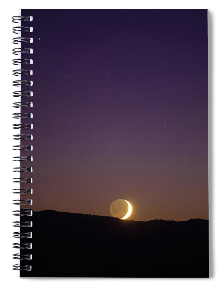 Planetary Moon Spiral Notebook featuring the photograph Moonset At Lake Tahoe by Halbergman