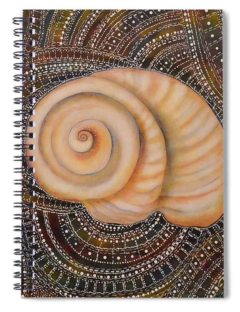 Mandala Art Spiral Notebook featuring the painting Moonsnail Mandala by Deborha Kerr