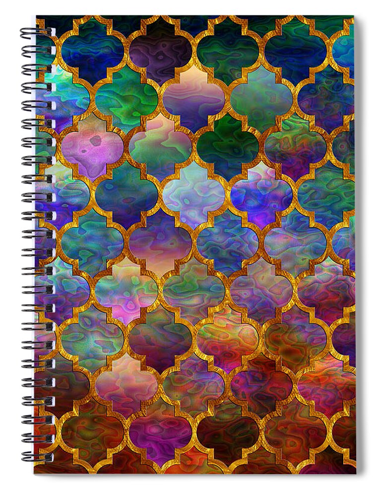 Moorish Spiral Notebook featuring the digital art Moorish mosaic by Lilia D
