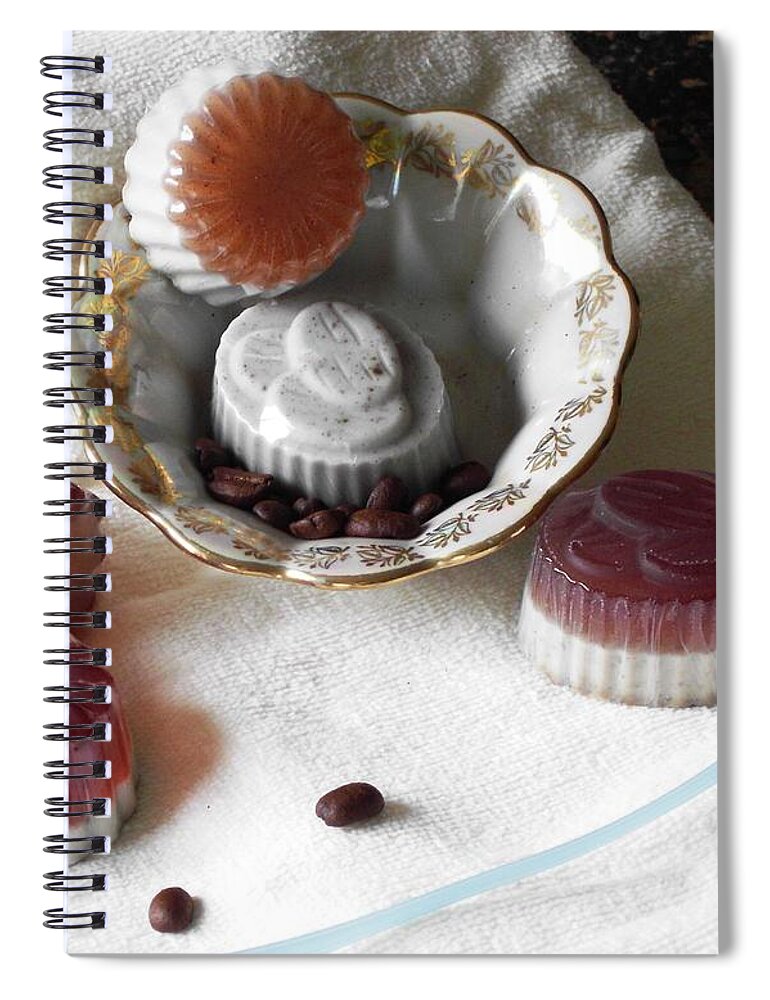 Bean Spiral Notebook featuring the photograph Morning Coffee Soap by Anastasiya Malakhova