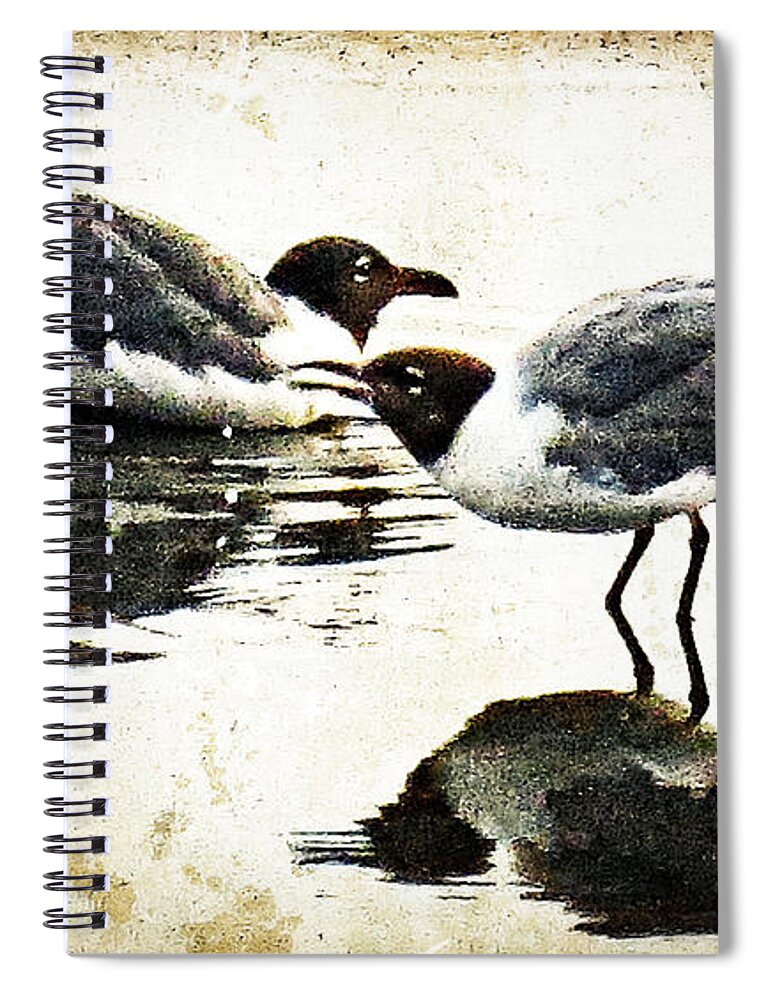 Seagull Spiral Notebook featuring the painting Morning Gulls - Seagull Art By Sharon Cummings by Sharon Cummings