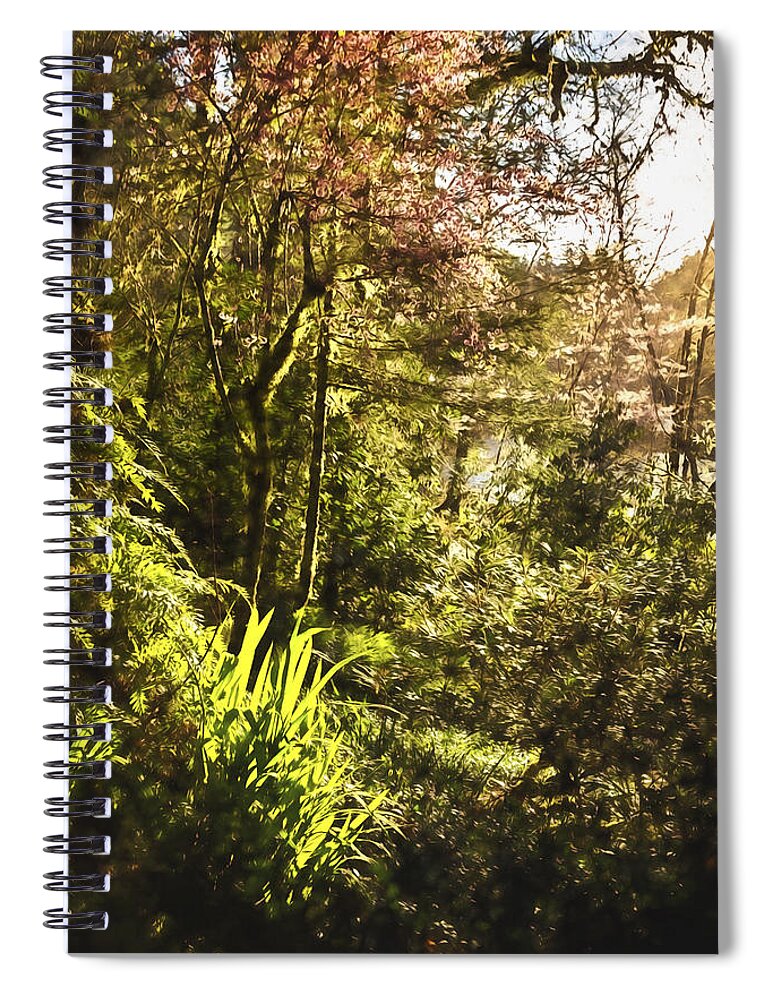 Garden Spiral Notebook featuring the photograph Morning Light on the Garden Path by Belinda Greb
