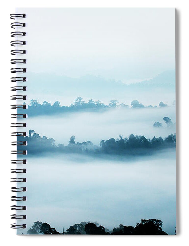 Tropical Rainforest Spiral Notebook featuring the photograph Morning Mist Over Rainforest by Anders Blomqvist