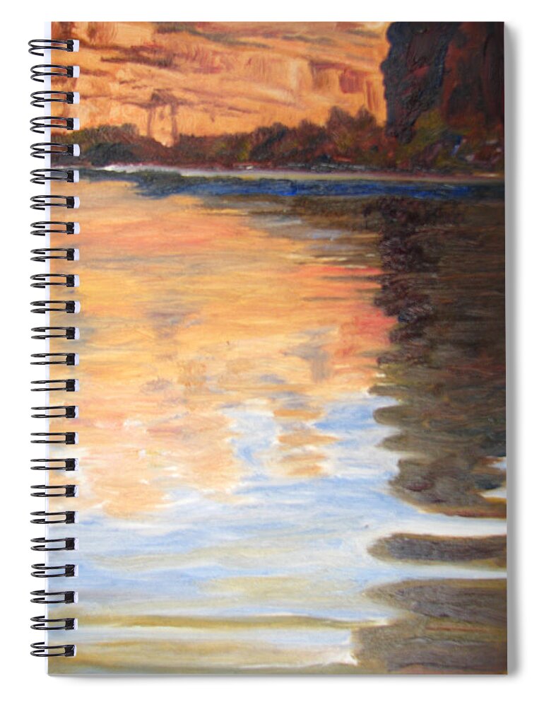 Landscape Spiral Notebook featuring the painting Morning Reflections by Page Holland