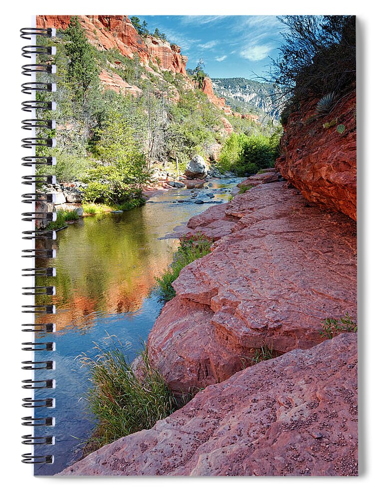 Sedona Spiral Notebook featuring the photograph Morning Sun on Oak Creek - Slide Rock State Park Sedona Arizona by Silvio Ligutti