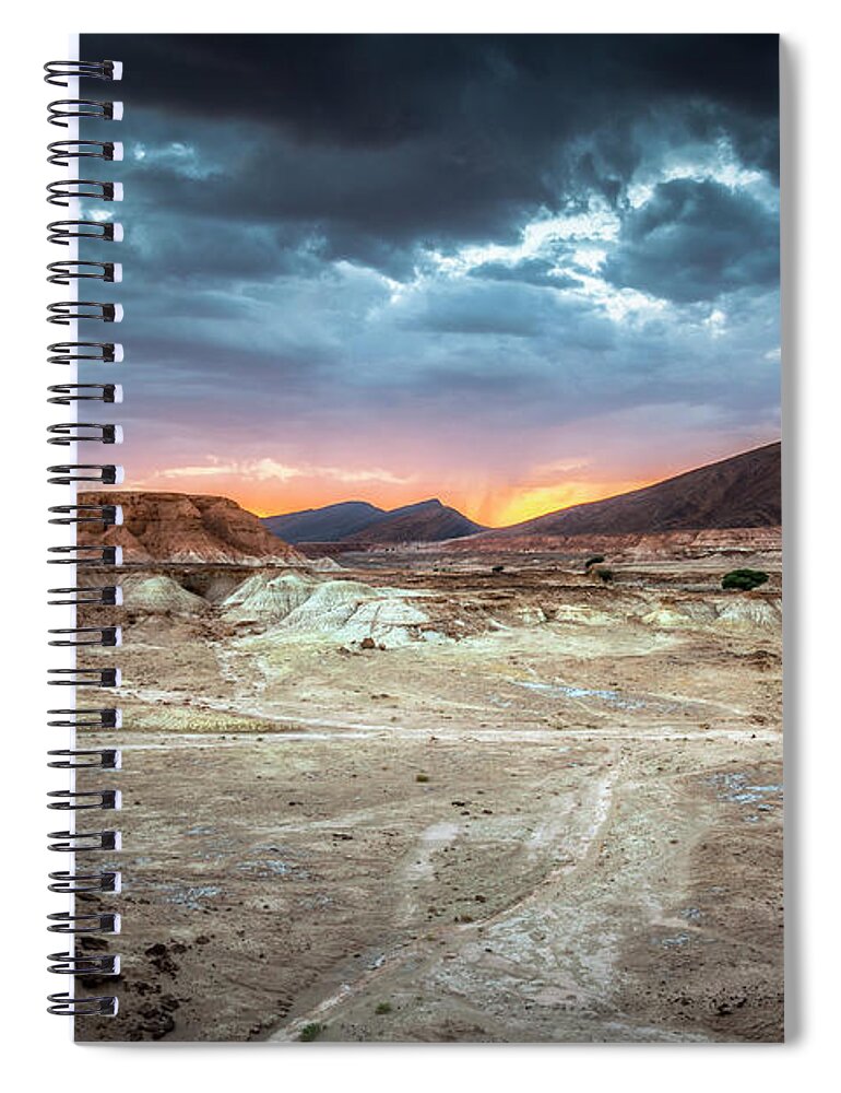 Scenics Spiral Notebook featuring the photograph Moroccan Desert Sunset by Nicolamargaret