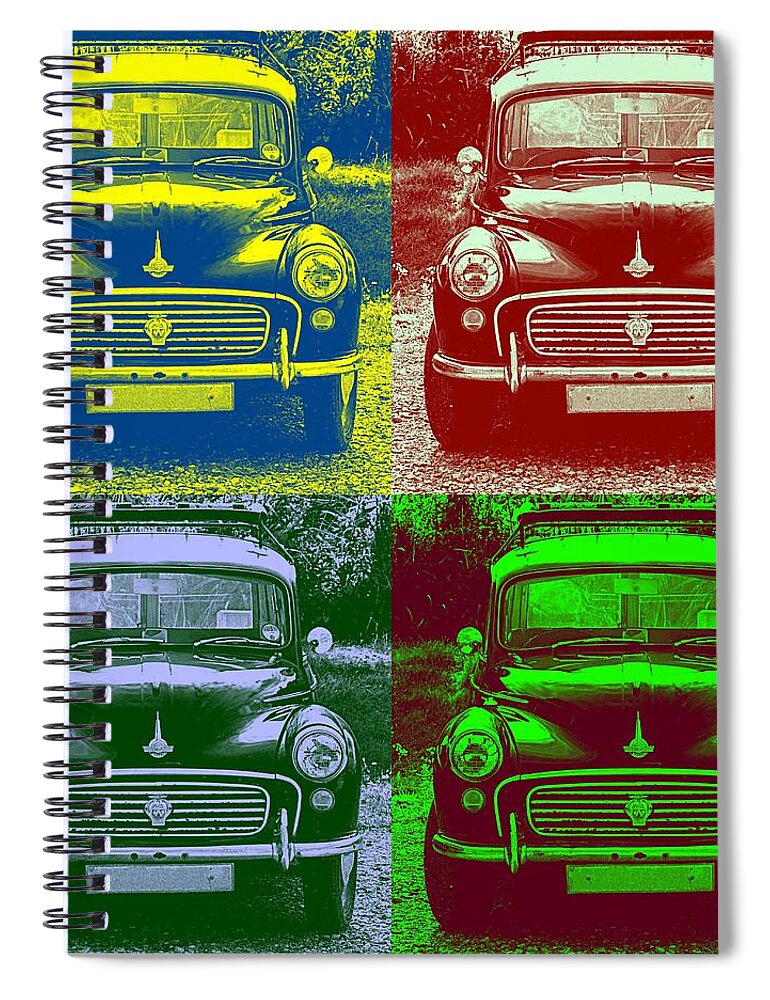 Car Spiral Notebook featuring the photograph Morris Car in Pop Art by Chevy Fleet